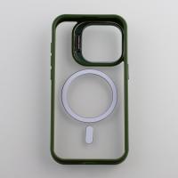 Силиконовый чехол MagSafe CAMERA GLASS PROTECTION для iPhone 15 Pro темно-зеленый