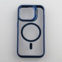 Силиконовый чехол MagSafe CAMERA GLASS PROTECTION для iPhone 15 Pro темно-синий