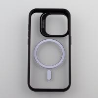 Силиконовый чехол MagSafe CAMERA GLASS PROTECTION для iPhone 15 Pro Max черный