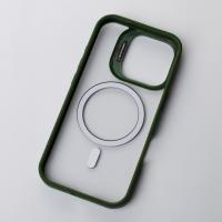 Силиконовый чехол MagSafe CAMERA GLASS PROTECTION для iPhone 16 темно-зеленый