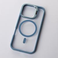 Силиконовый чехол MagSafe CAMERA GLASS PROTECTION для iPhone 16 голубой