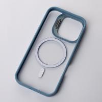 Силиконовый чехол MagSafe CAMERA GLASS PROTECTION для iPhone 16 голубой