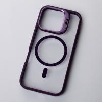 Силиконовый чехол MagSafe CAMERA GLASS PROTECTION для iPhone 16 темно-фиолетовый