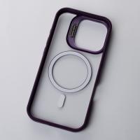 Силиконовый чехол MagSafe CAMERA GLASS PROTECTION для iPhone 16 темно-фиолетовый