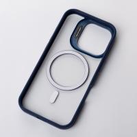 Силиконовый чехол MagSafe CAMERA GLASS PROTECTION для iPhone 16 Pro темно-синий