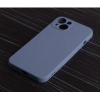 Силиконовый чехол MagSafe SOFT для iPhone 14 серо-синий