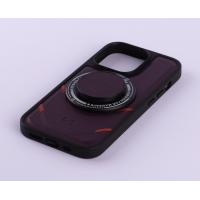 Чехол экокожа MagSafe DC + magsafe PopSocket для iPhone 14 Pro темно-фиолетовый