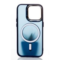 Силиконовый чехол MagSafe MATTE для iPhone 15 Pro темно-синий