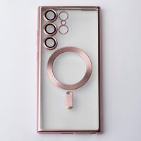 Силиконовый чехол MagSafe SHINING MATTE для Samsung S23 Ultra розовый