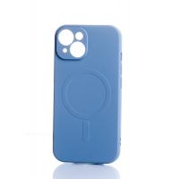 Силиконовый чехол MagSafe SOFT для iPhone 15 Plus серо-синий