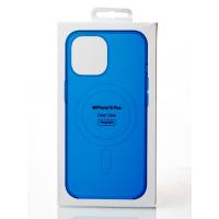 Пластиковый чехол OrigCase "Clear" with MagSafe для iPhone 15 Plus синий