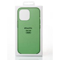 Пластиковый чехол OrigCase "Clear" with MagSafe для iPhone 15 Pro зеленый